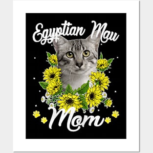 Cat Mom Mother's Day Sunflower Egyptian Mau Mom Kitten Lover Posters and Art